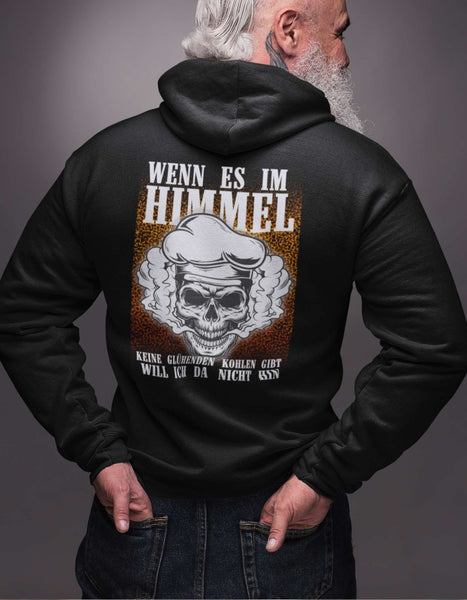 Wenn es im Himmel keine glühenden Kohlen gibt will ich da nicht hin (Design Rücken) - Unisex Organic Hoodie