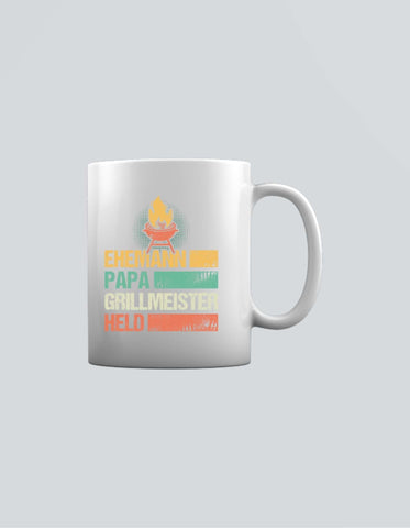 Ehemann, Papa, Grillmaster, Held - Porzellan Tasse